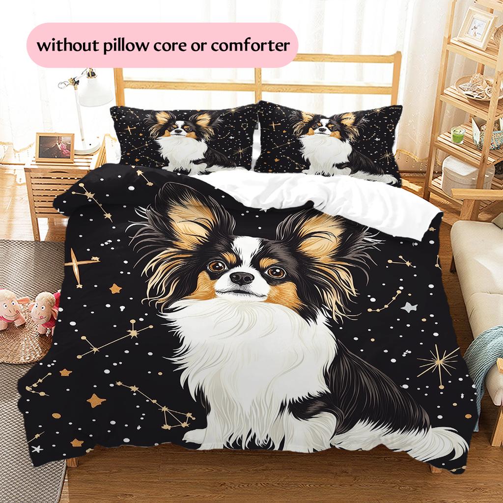 Black Papillon Pattern Bedding Home Decoration Birthday Gift (1 * Duvet Cover + 2 * Pillowcase, Without Core)
