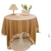 High-End Light Luxury Fabric Cotton And Linen Fringed Japanese Round Table Dining Table Tablecloth Long Tablecloth