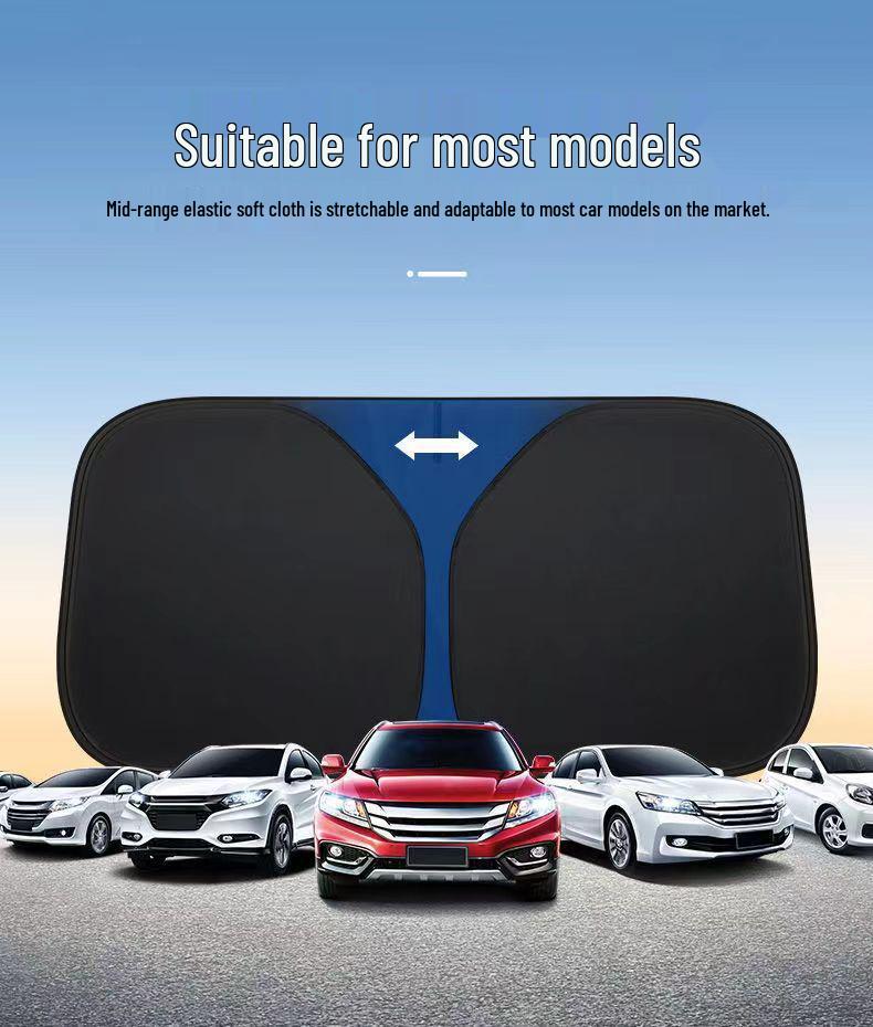 Silver Coated Double Ring Front Windshield Sunshade - Titanium Heat Insulation, Anti-UV, Aluminum Foil Sun Blocker.