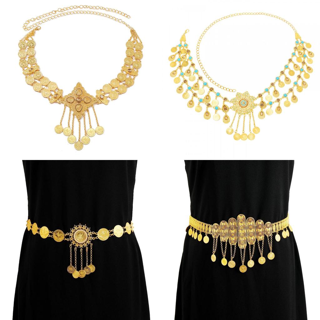 Metal Waist Chain For Women With Diamond Hollow Design And Coin Tassels For Summer Fashion Accessory