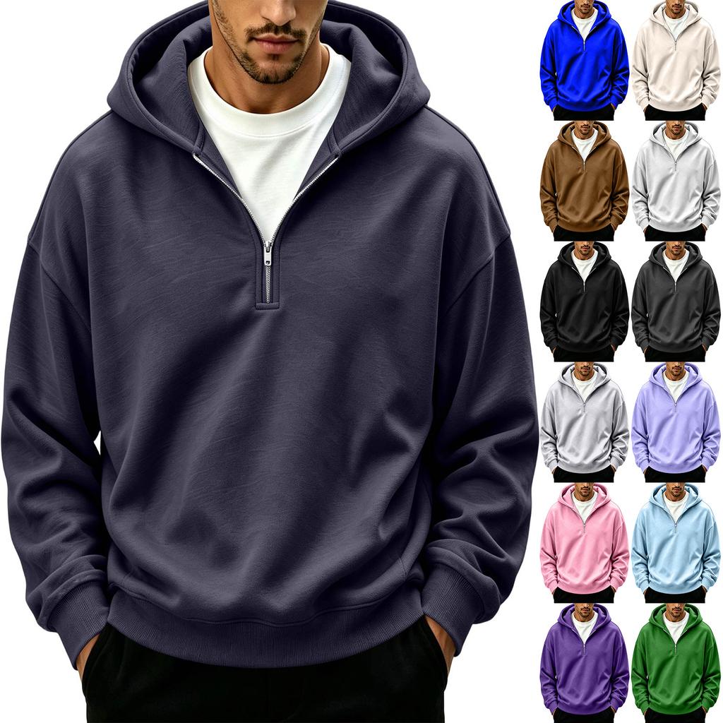 Men's Casual Full Zip Hoodie Loose Fit Sweatshirt for Sport and Everyday Wear