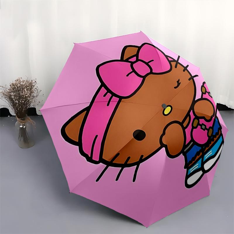 Hello Kitty, Skateboard Automatic Opening and Closing Parasol Compact Travel umbrella with 8 Ribs for Women and Men Ideal Birthday/Christmas