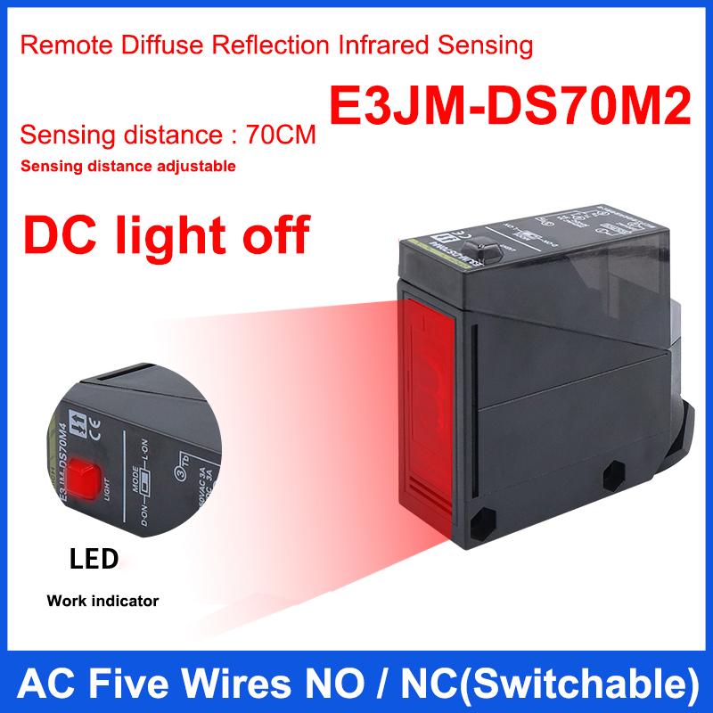 E3JM-DS70 AC/DC Five Wires 70CM Sensing Distance Long-distance Diffuse Reflection Infrared Photoelectric Switch Sensor
