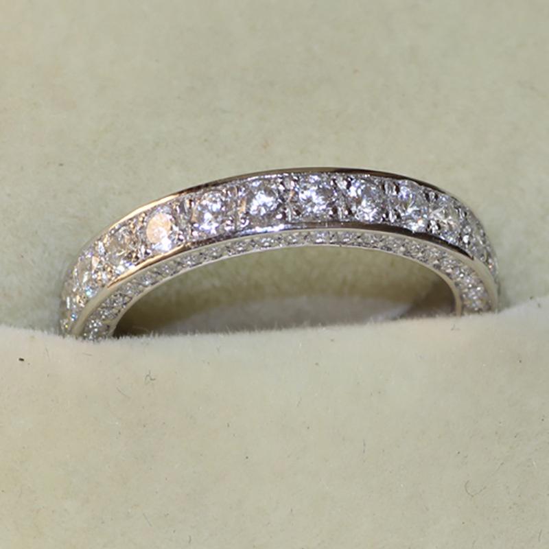 Luxury Round Wedding Rings For Women Trendy Jewelry Metal Inlaid White Zircon Anniversary Party Engagement Ring