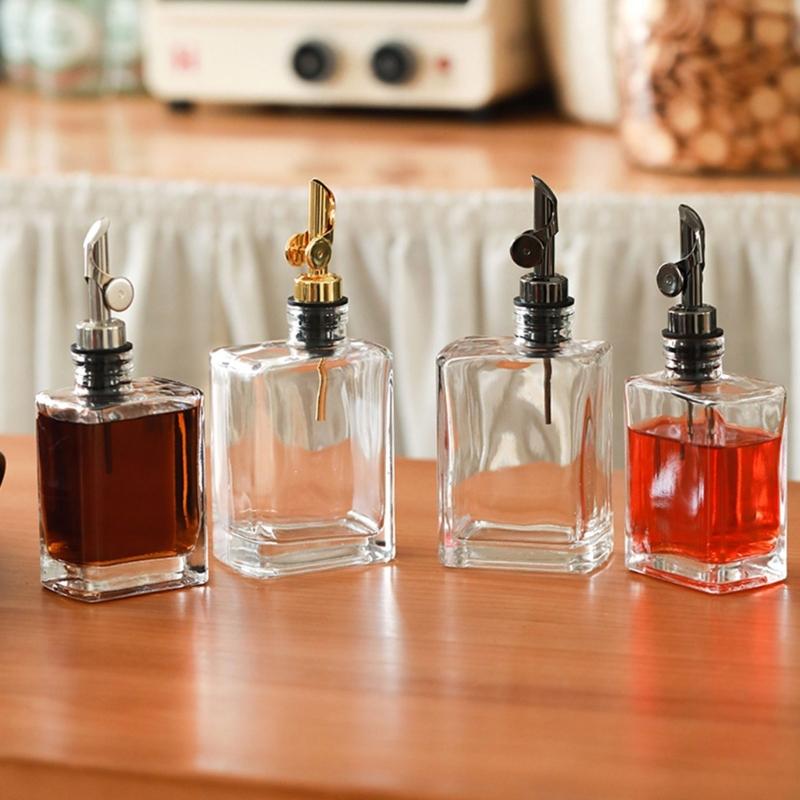 Olives Oil Dispenser Bottle Kitchen Coffee Syrup Dispenser Olives Oil Glass Cooking Container Cruets with Pourer Spout