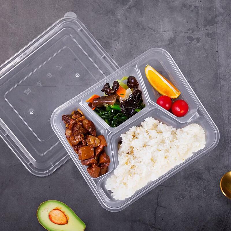 MIAOJIE Disposable 4-Compartment Meal Prep Containers with Lids, 1000ml (150 Sets)