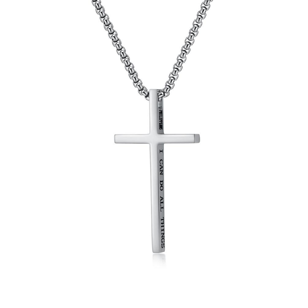 Titanium Steel Minimalist Cross Necklace Unisex Style Unisex Mens and Womens Pendant Sweater Chain Pendant