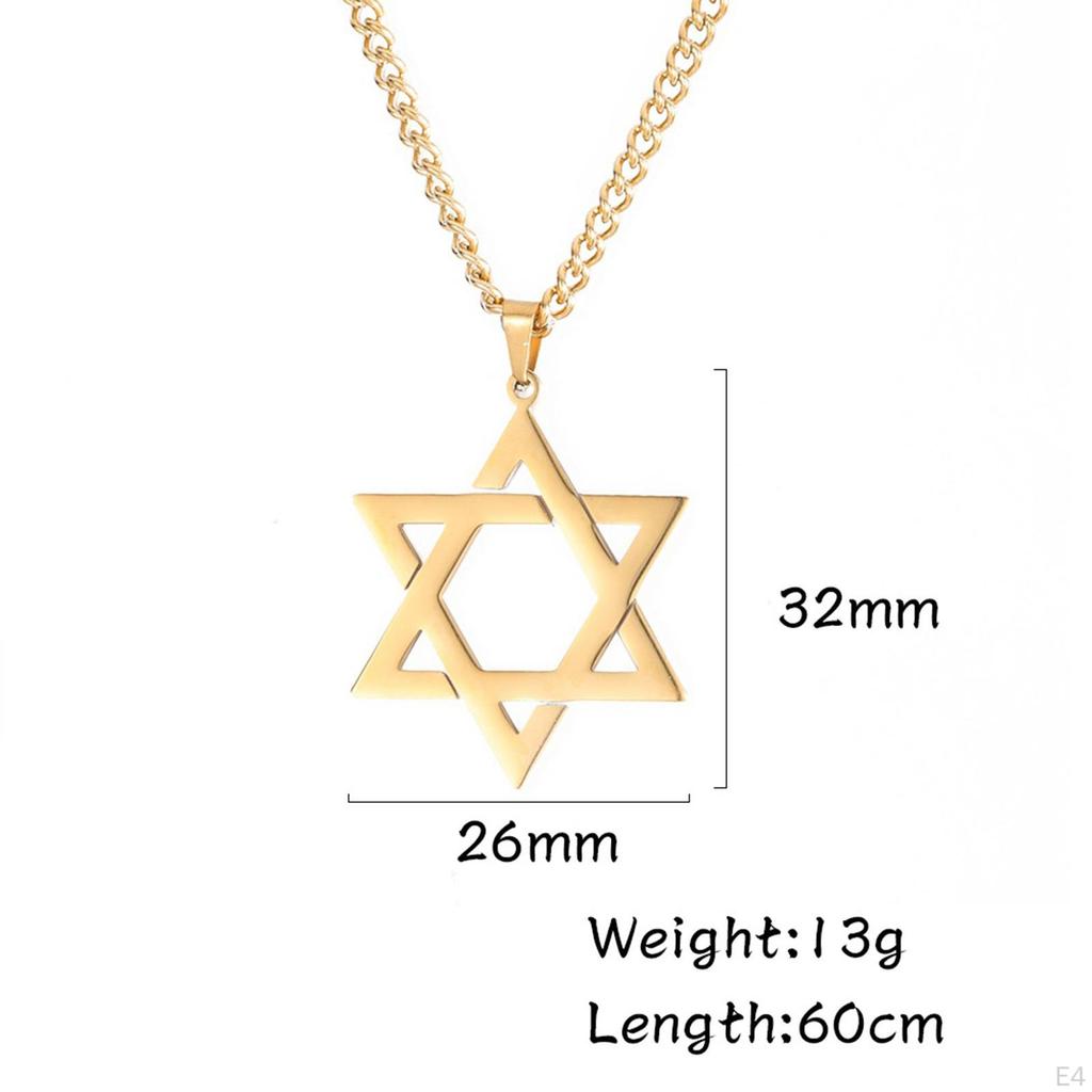 Star of David Jewish Necklace Punk Traditional for Men Women