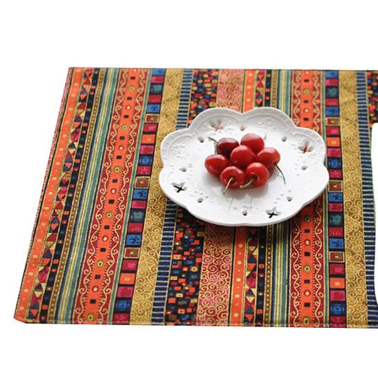 Ethnic Striped Placemat Heat Insulation Dining Table Mat Colorful Bohemian Placemat for Home Party Farmhouse Restaurant