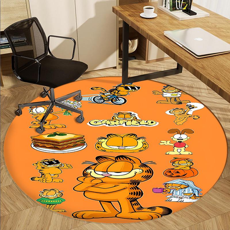 Garfield Pattern Round Rug, Indoor/Outdoor Mat, for Picnic, Gameroom, Bedroom, Office, Living Room, Home Decor Carpet, Birthday Gift