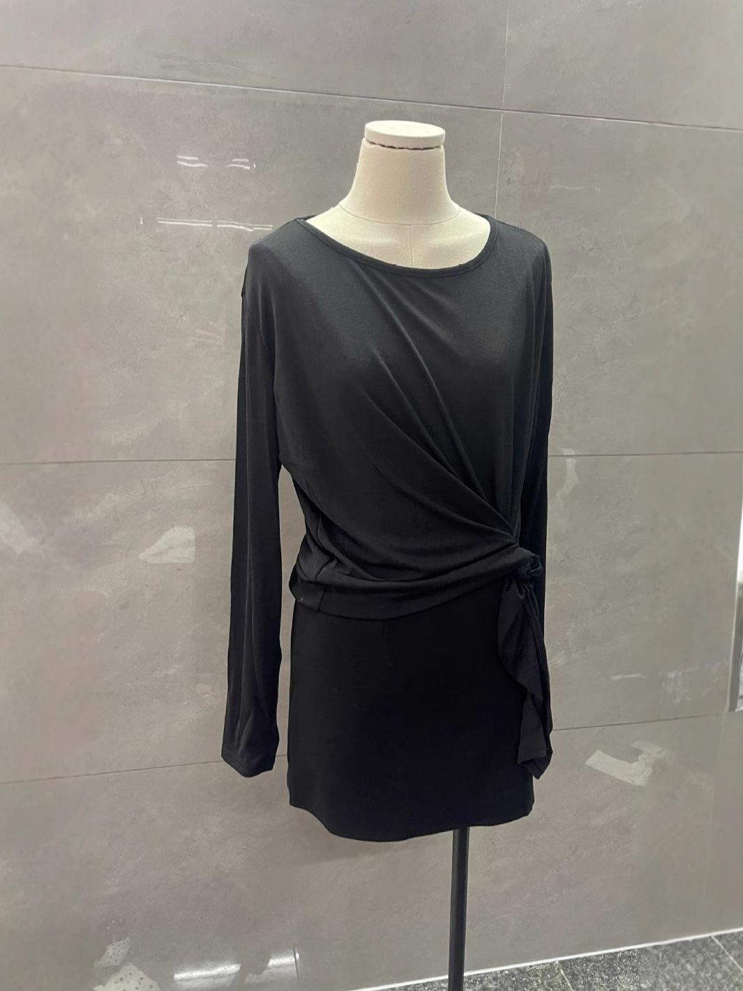 

Весенняя мода Женская базовая рубашка с нерегулярной шнуровкой S (~95 lbs)