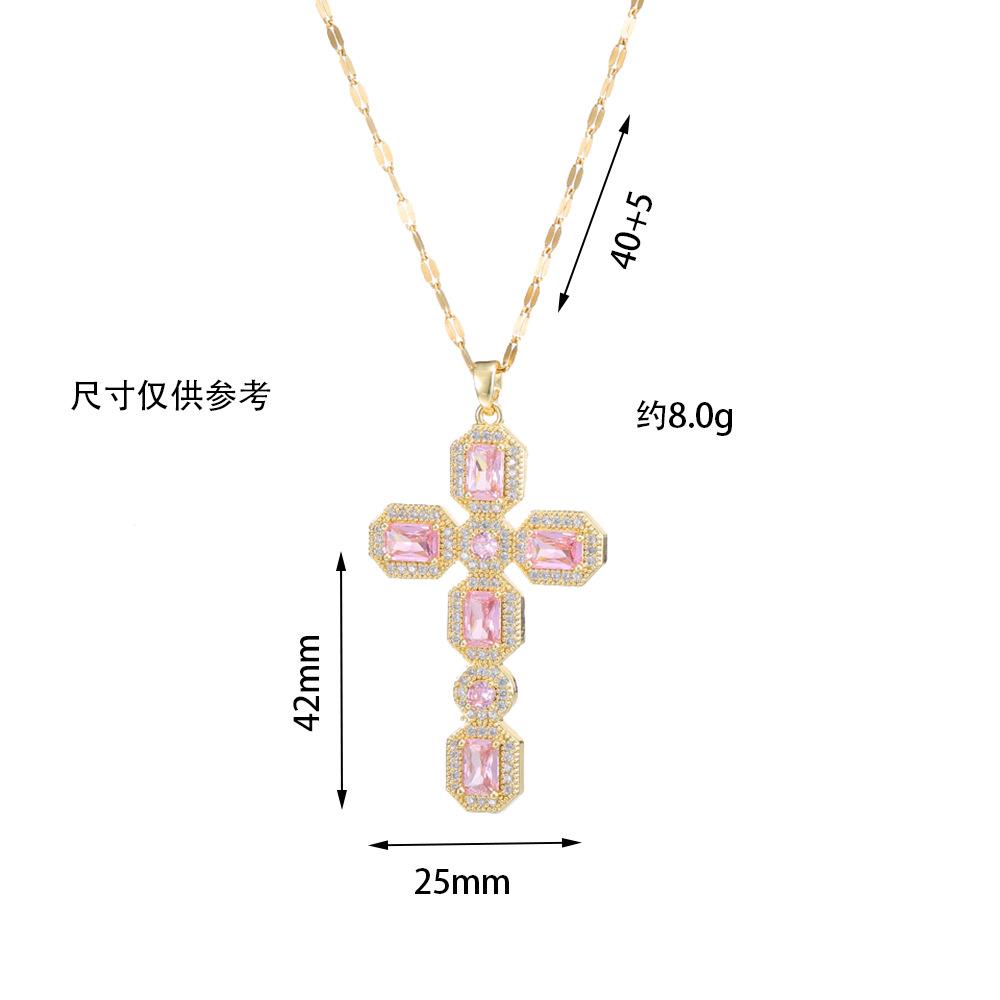 Classic Cross Necklace for Women 2023 New Fashion Gold Color Stainless Steel Chain Pendant Jewelry Wedding Party Accessories