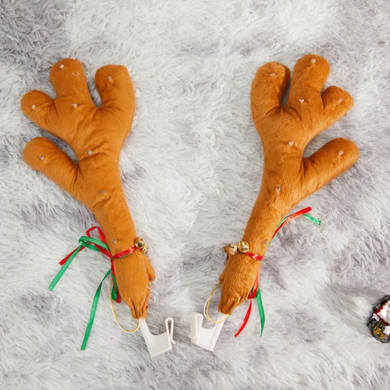 1 Pair Holiday Reindeer Antler Decor Exterior Trim Antler Decoration Vehicle Accessories Christmas Elk Antlers Ornaments