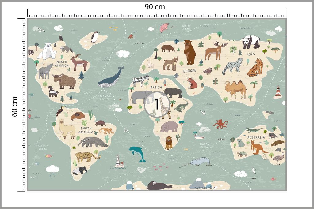 Photomural Colorful World Map Non-Woven 90x60