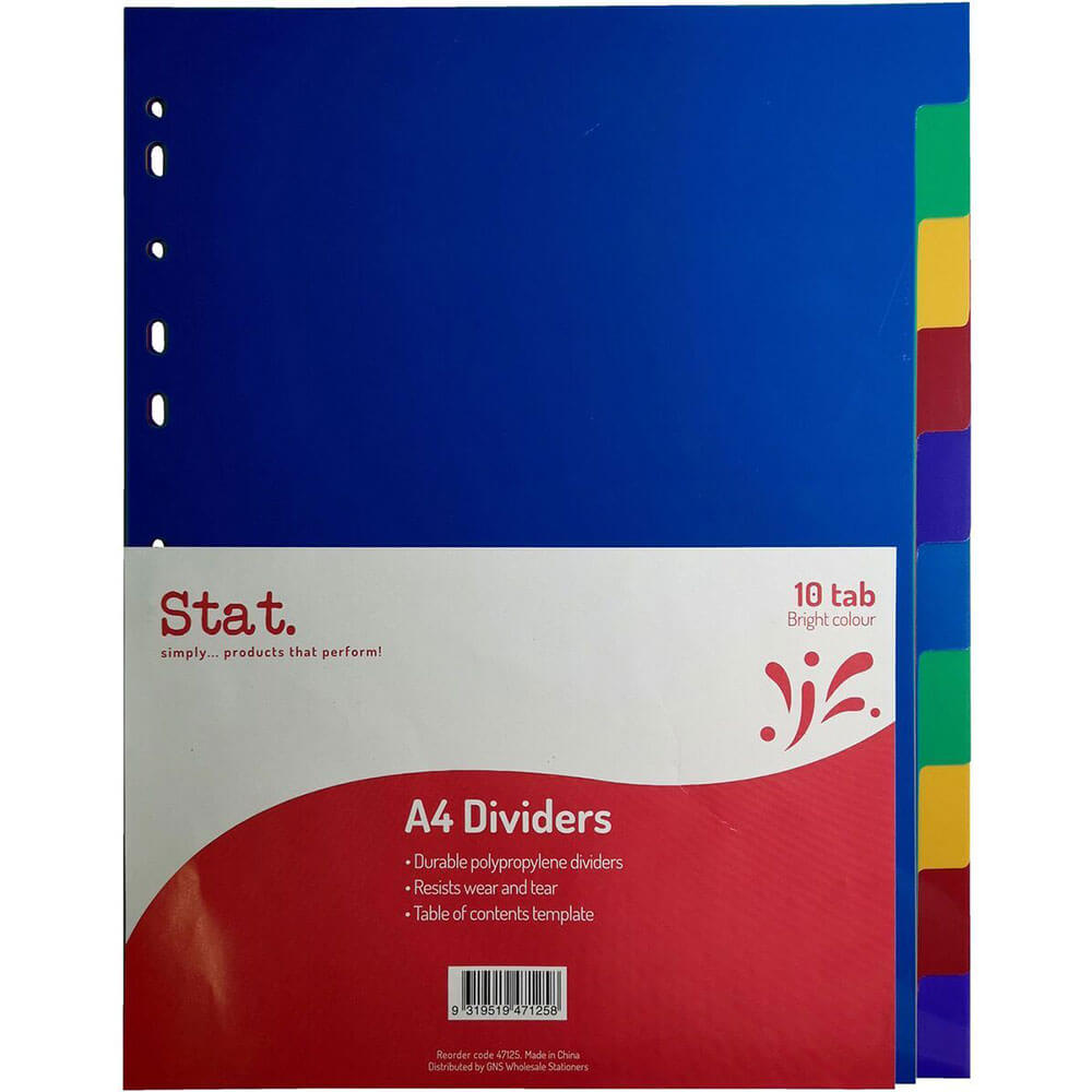 Stat Plastové Rozdělovače A4 (Barevný) (10 Tab)