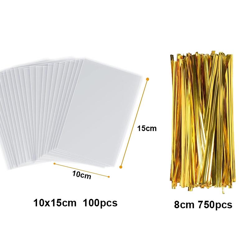 50/100 peças de sacos de celofane transparentes, sacos plásticos opp transparentes, pirulitos de doces, biscoitos, sacos de embrulho para presente, suprimentos de panificação para lembrancinhas de festa