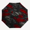 Skull Roses Automatic Folding Umbrella  8 Ribs, Durable Iron Frame, Bright Color Pattern Compact Travel Umbrella, Suitable for Outdoor, Beac
