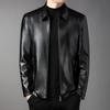 Men's Leather Jacket Men's Autumn New Style Oil Leather Middle-aged Fashion Business Lapel PU Leather Handsome Men's Jacket Trend