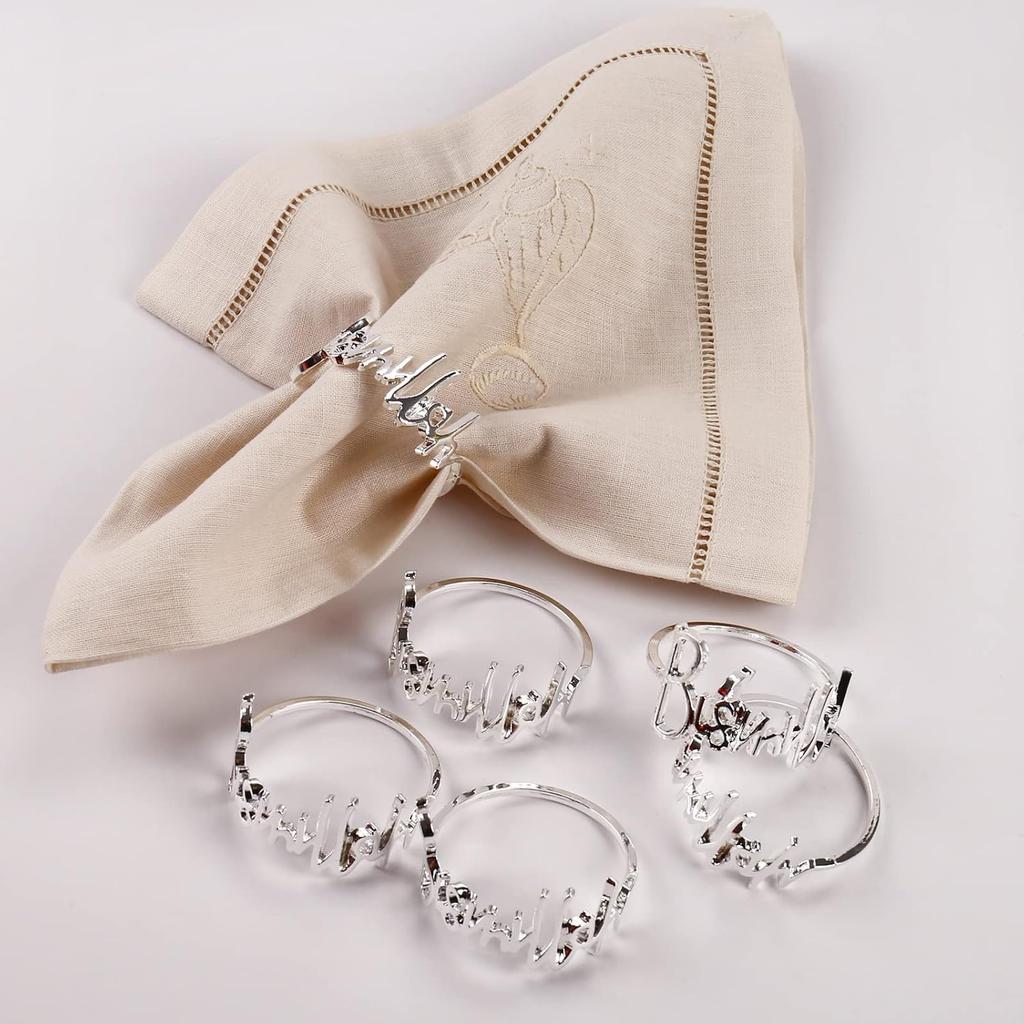 1PC-6PCS Bismillah Letter Napkin Rings Gold Napkin Holder Muslim Islamic Ramadan Kareem Party Wedding Decor Eid Mubarak Gifts