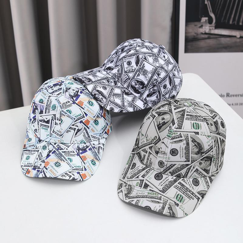 Yiran Dayang Hat Women's Dollar Printed Pattern Baseball Cap Market Style Skateboard Cap Popular Hip-Hop Cap Outdoor Casual Cap Universal Style Cm
