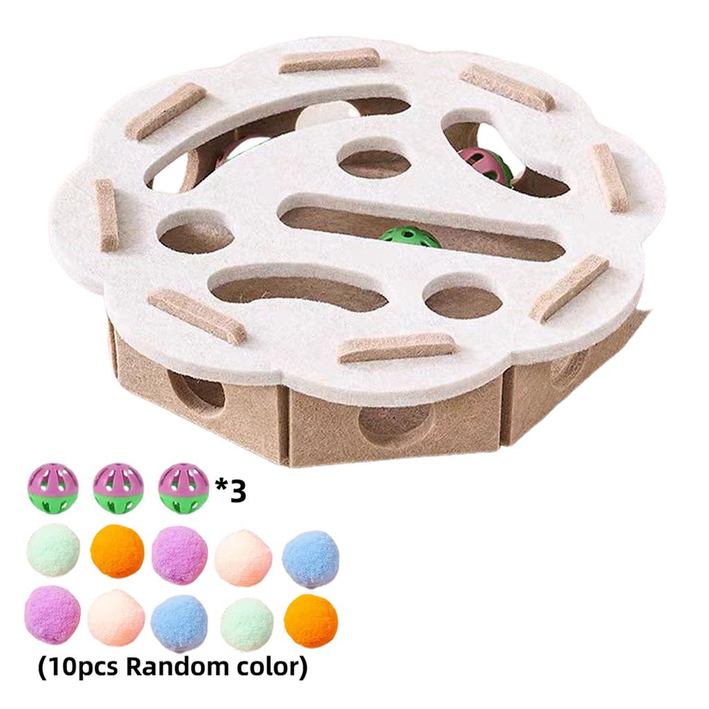 Interactive Cat Puzzle Toy with Bell Ball Felt Puzzle Box Indoor Sports Entertainment Hunting Cat Toys for Cats