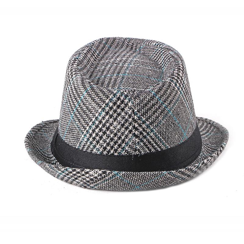 Autumn Winter Men's Woolen Jazz Hat British Plaid Hat Women's Hat