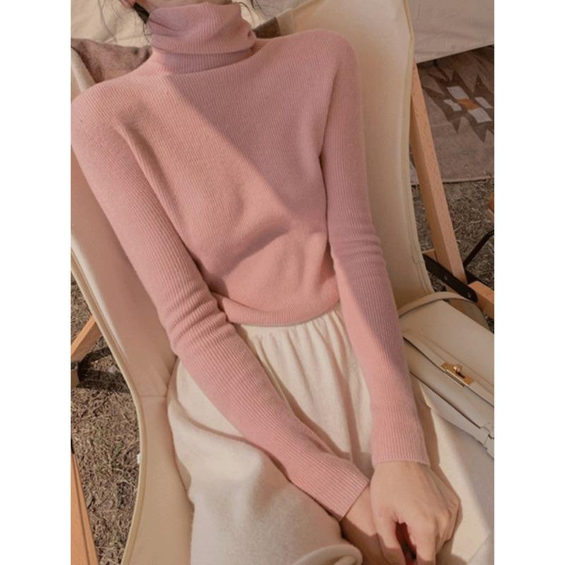 High-collar Knitted Bottoming Shirt Women's Fall and Winter Soft Slim Temperament Within The Sweater Ride