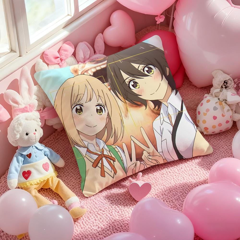 Asagao to Kase-san Cushion Cover Pattern Printed Pillowcase for Living Room Sofa Cushion Cover & Bedroom Decor