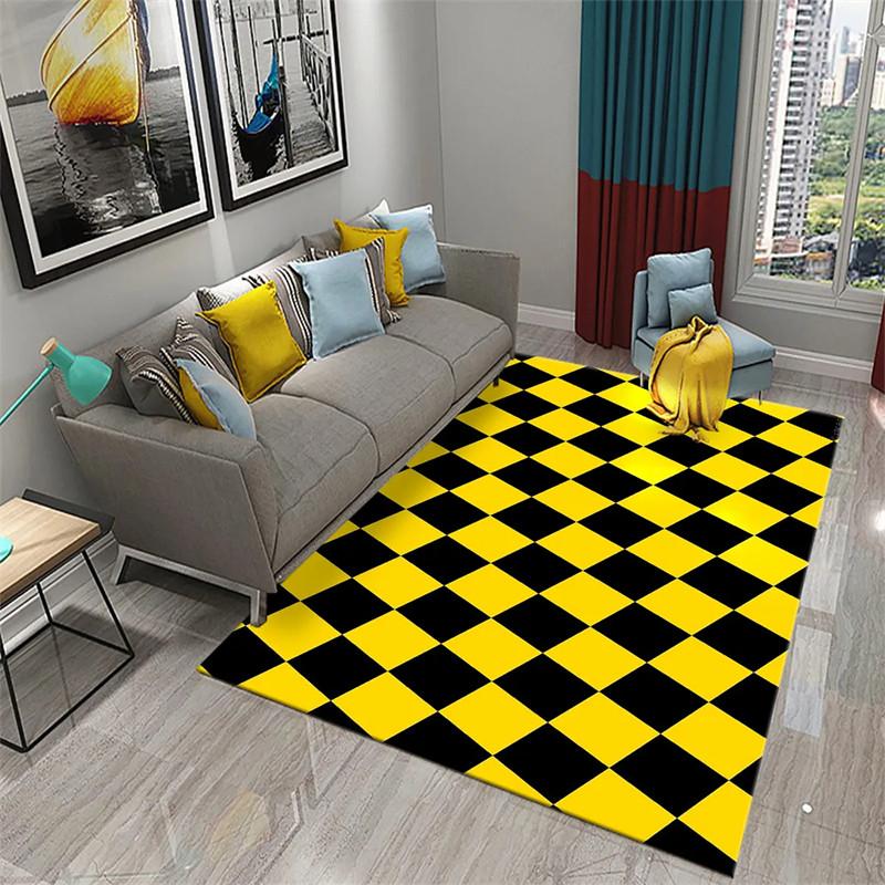 Color Checkerboard Plaid Carpet Geometric Plaid Floor Mats for Bedside Dorm Closet Dining Room Decor Soft Non-Slip Area Rugs