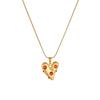 Gold Snake Bone Chain Necklace with Red Crystal Heart Pendant for Women