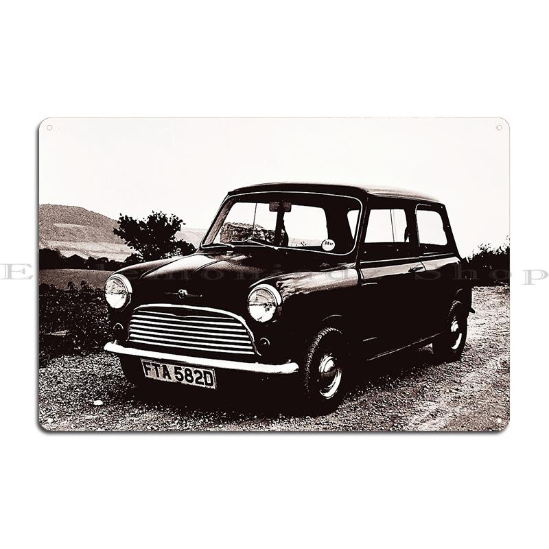 Austin Mini Rallye Seven N8 Der klassische britische Nutzwagen mit Union Jack Unterseite Metall-Garagen-Club-Bar Retro-Blechschild Poster