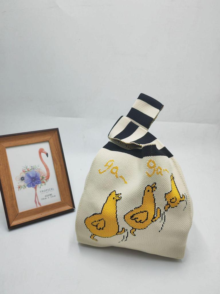 Panda Knit Women's Cross-Border Wrist Tote Handbag