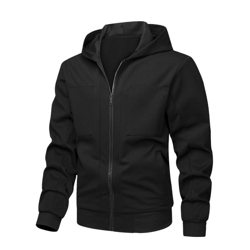 Men's Solid Color Casual Sports Versatile Hooded Cardigan Fashion Long-sleeved Sweatshirt Jacket
