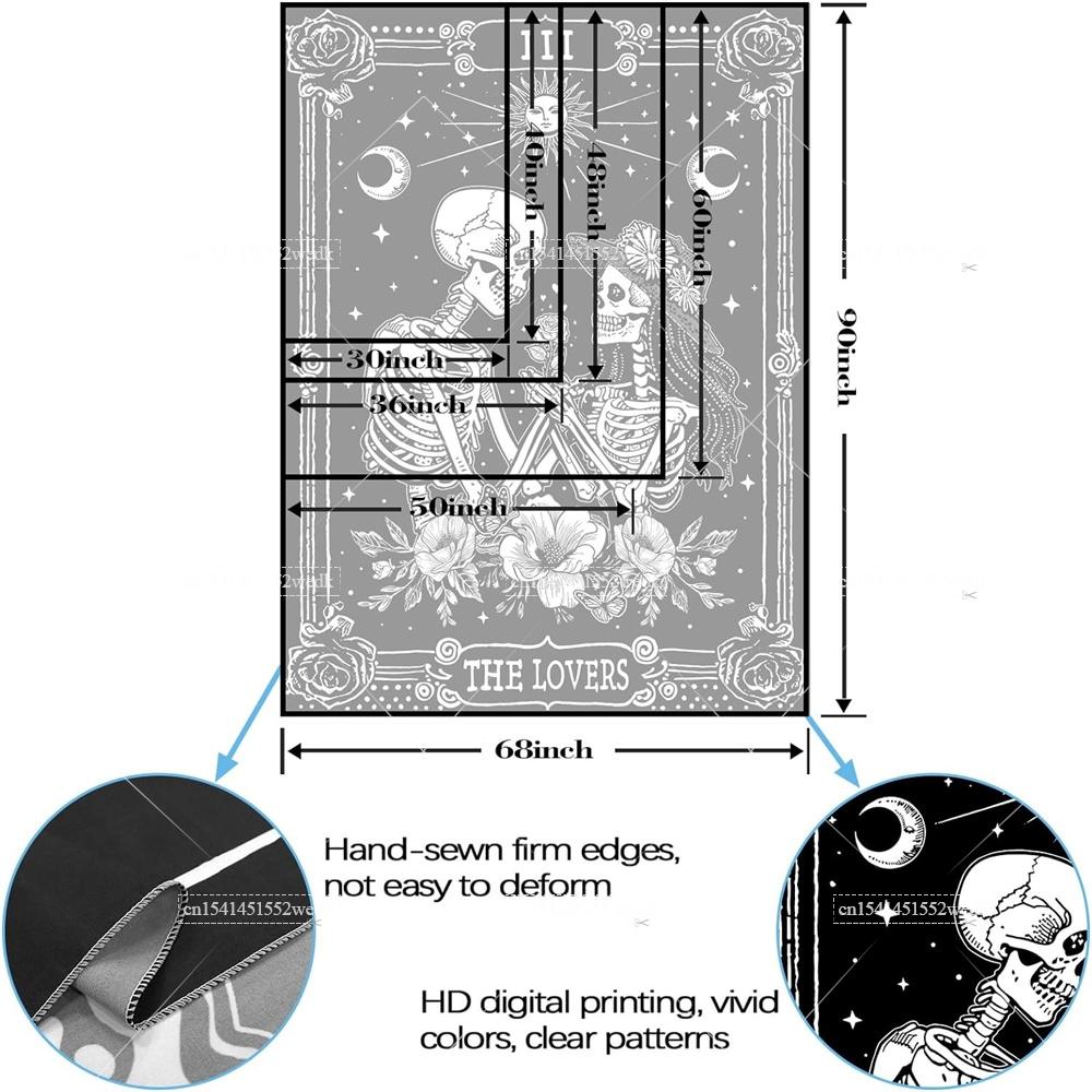 Vintage Der Liebende Wandbehang Wandteppich Skelett Blumen Tarotkarte Wandteppich Astrologie Ästhetik Zimmer Dekorative Party Hintergründe