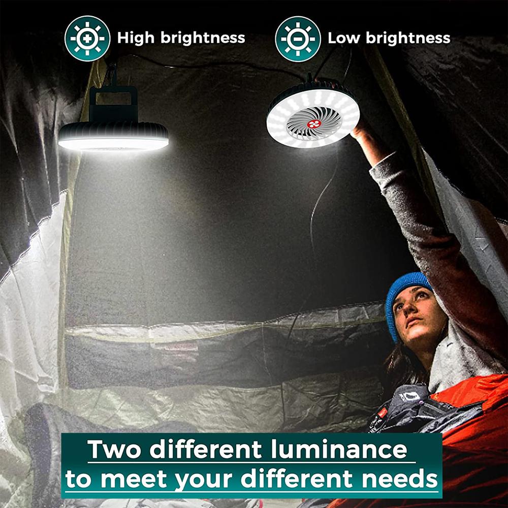 Magnet LED Ceiling Fans with Light USB Rechargeable Outdoor Indoor Ceiling Lamp Portable Camping Chandelier with Cooling Fan Kit