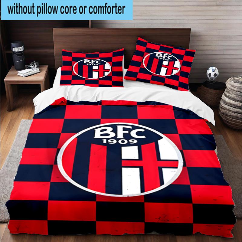 3PCS Football Bologna Bedding Set,Including 1pc Duvet Cover And 2pcs Pillowcases Perfect for Bedroom, Dormitory, Fan Christmas gift