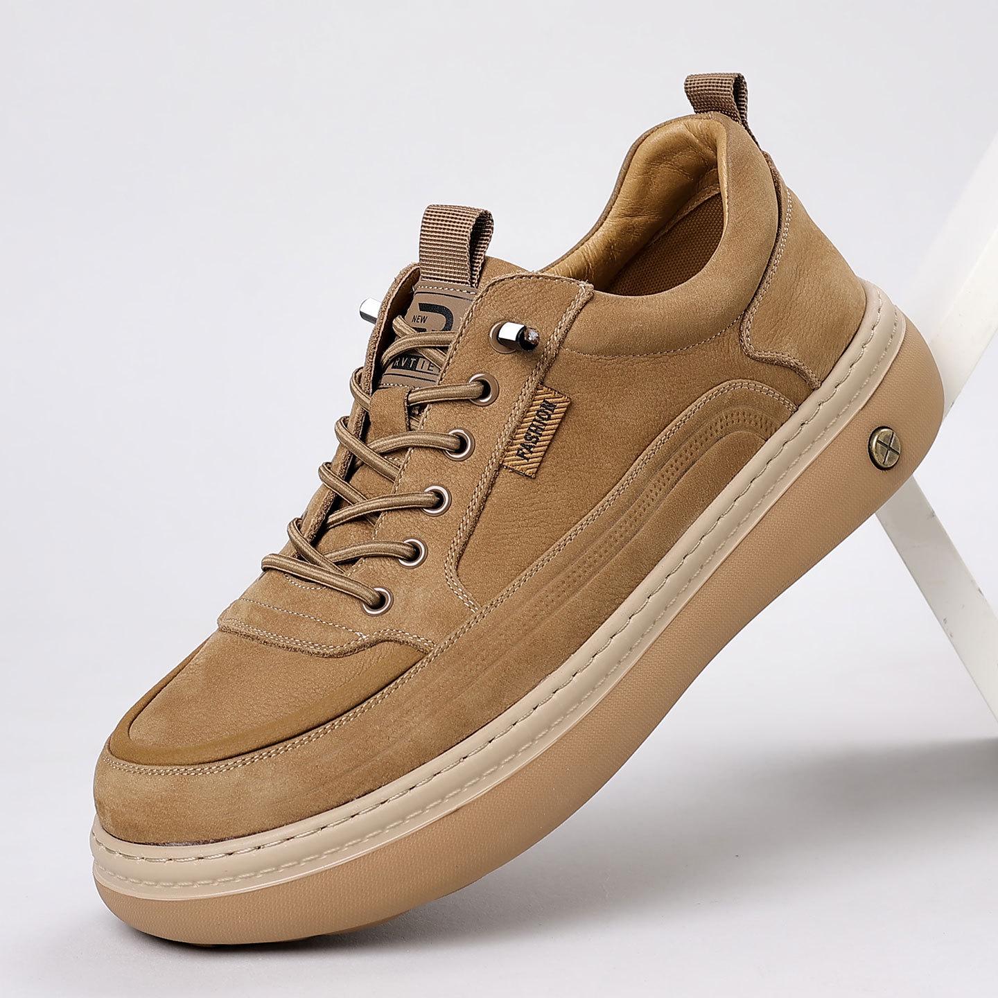 

2025 Мужские Легкие Модные Повседневные Кроссовки из Натуральной Кожи 42 жёлтый/коричневый