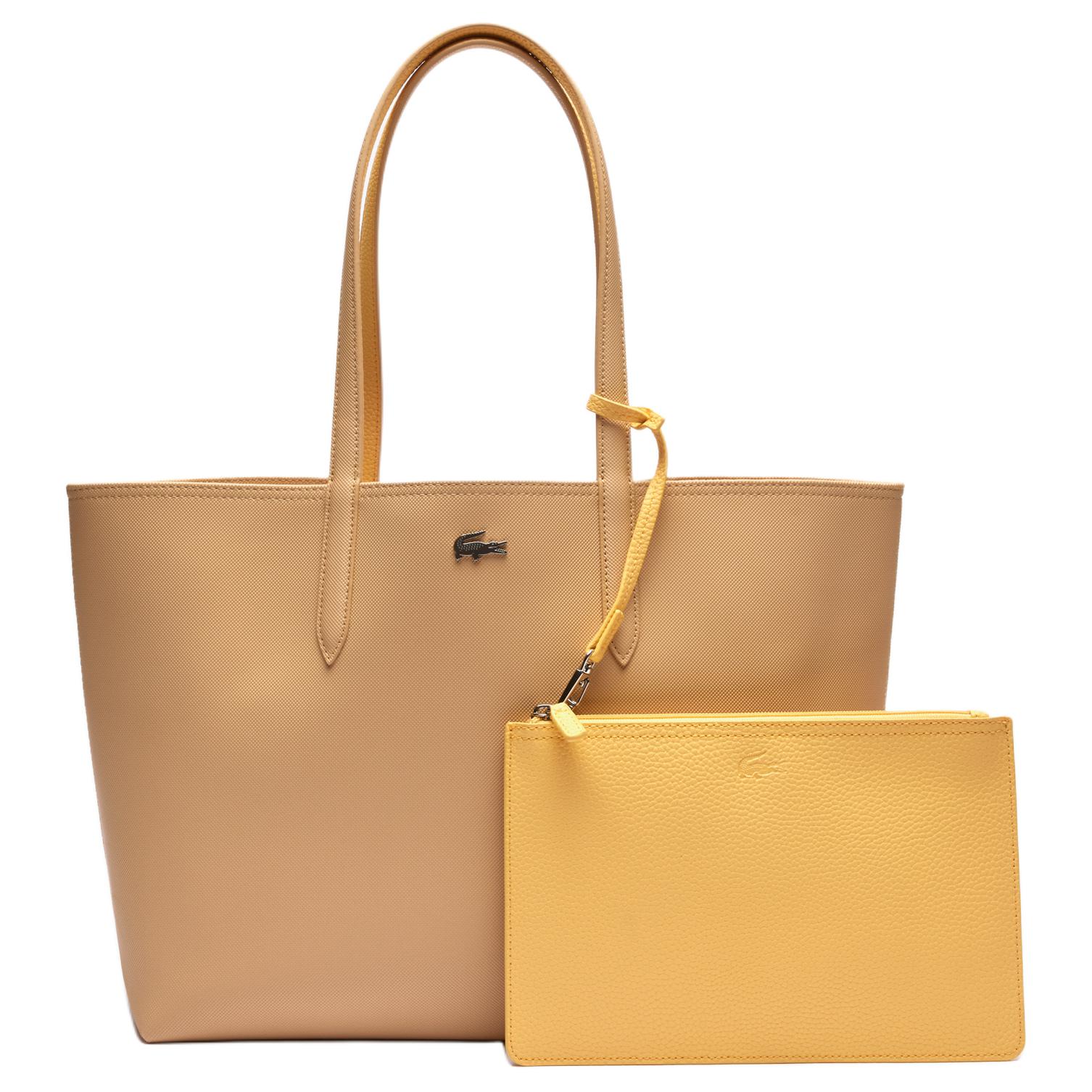 Lacoste Anna Minimalist Fashion Versatile PVC Shoulder Tote Bag Women bags Beige NF2142AA-N07 Beige