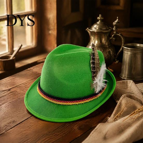 Versatile Casual Hat Fedora with Feather, Short Brim Vintage Jazz Hat, German School Cultural Festival Accessory Oktoberfest Costume Accessories