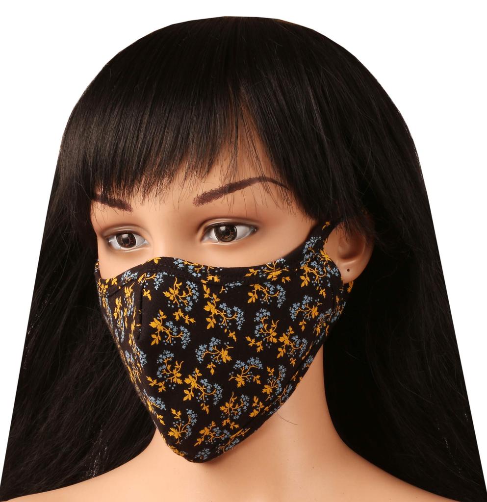 Touchstone Soft Cotton knitted Face Mask - medium size comfortable Washable double layer. (Pack of 3). Red Yellow Black