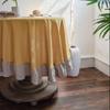 French Romantic Simple Ruffle Tablecloth Cotton Linen Table Cover American Round Tea Table Literary Retro Party Decoration