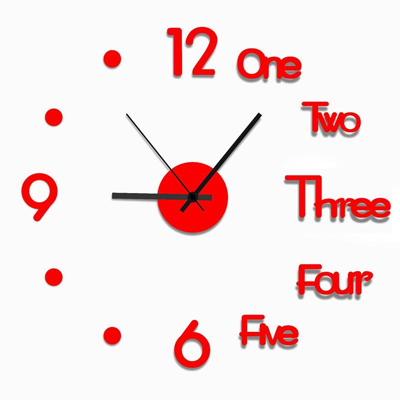 3D Digital Wall Clock Frameless Wall Clocks Wall Stickers For Home Living Room Decor Quartz Needle Self Adhesive Hanging Watch