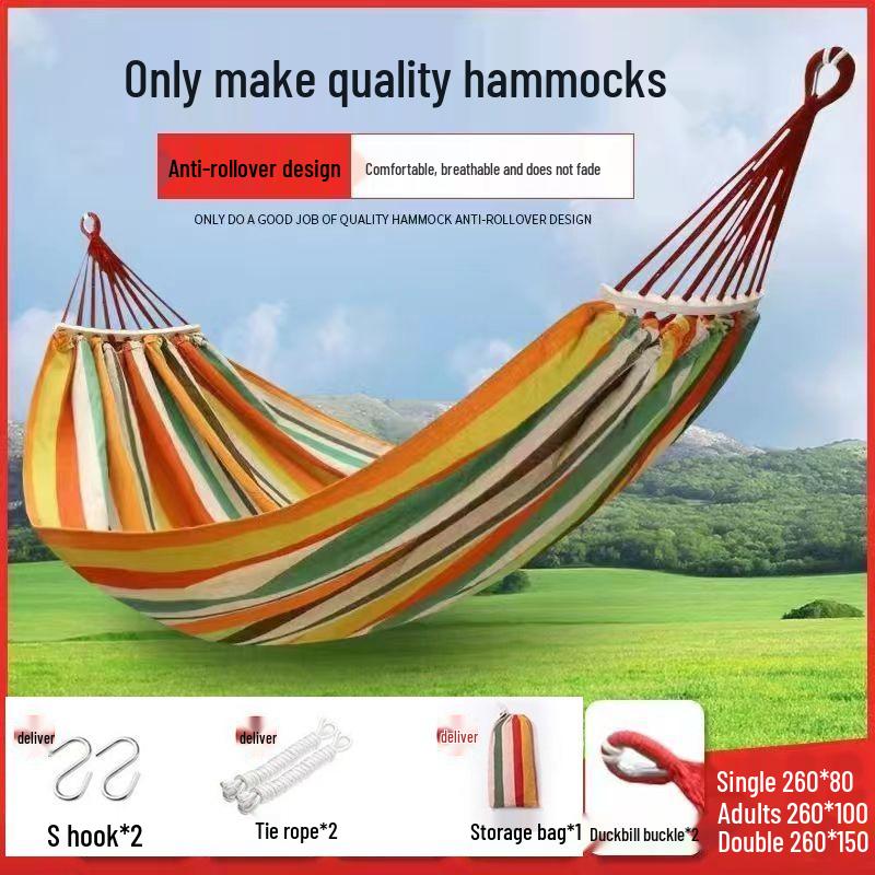 Double Outdoor/Indoor Hammock Bed: Adult Swing, Hanging Rope Chair & Rocking Net for Sleeping