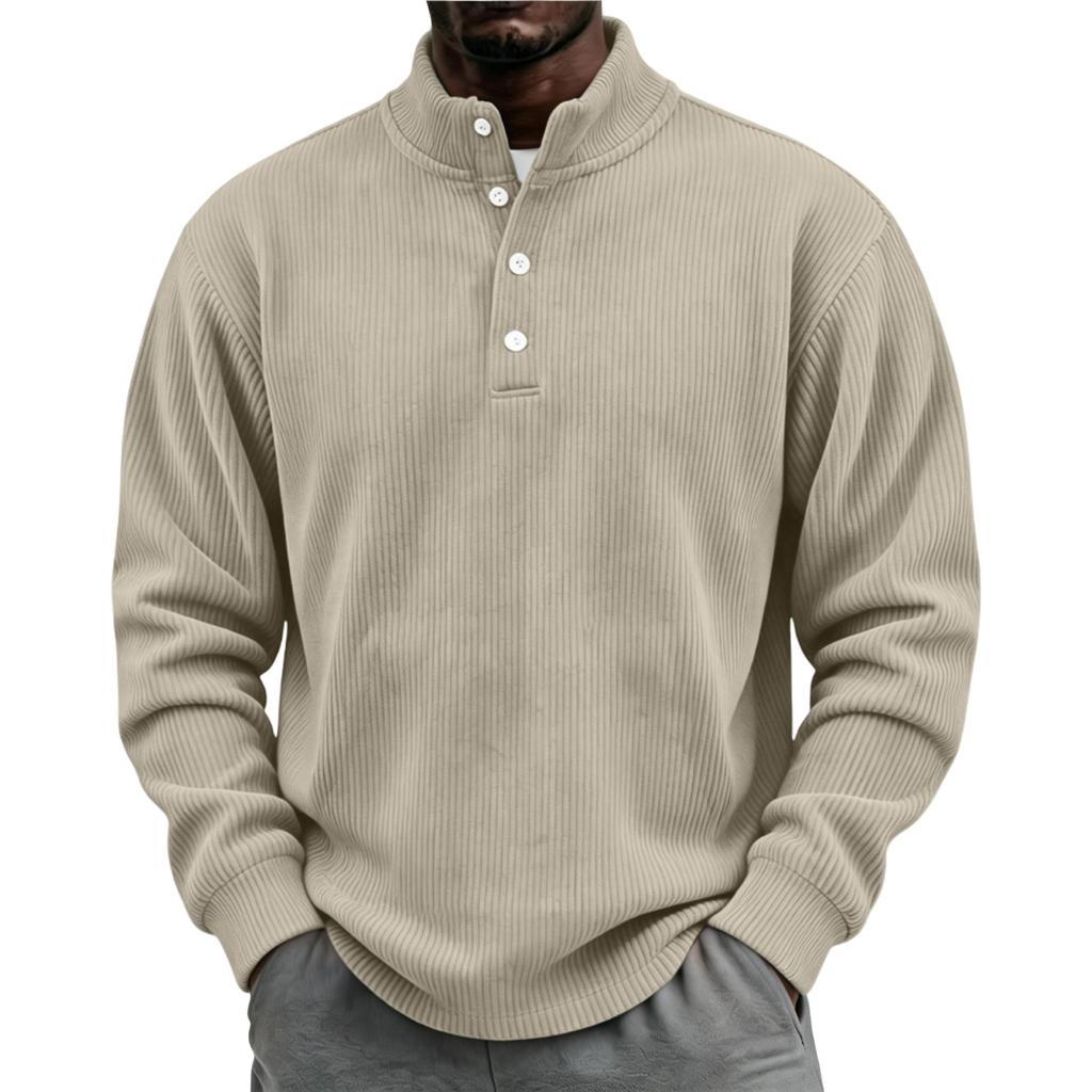 Men's Vintage Corduroy Casual Shirt with Stand Collar