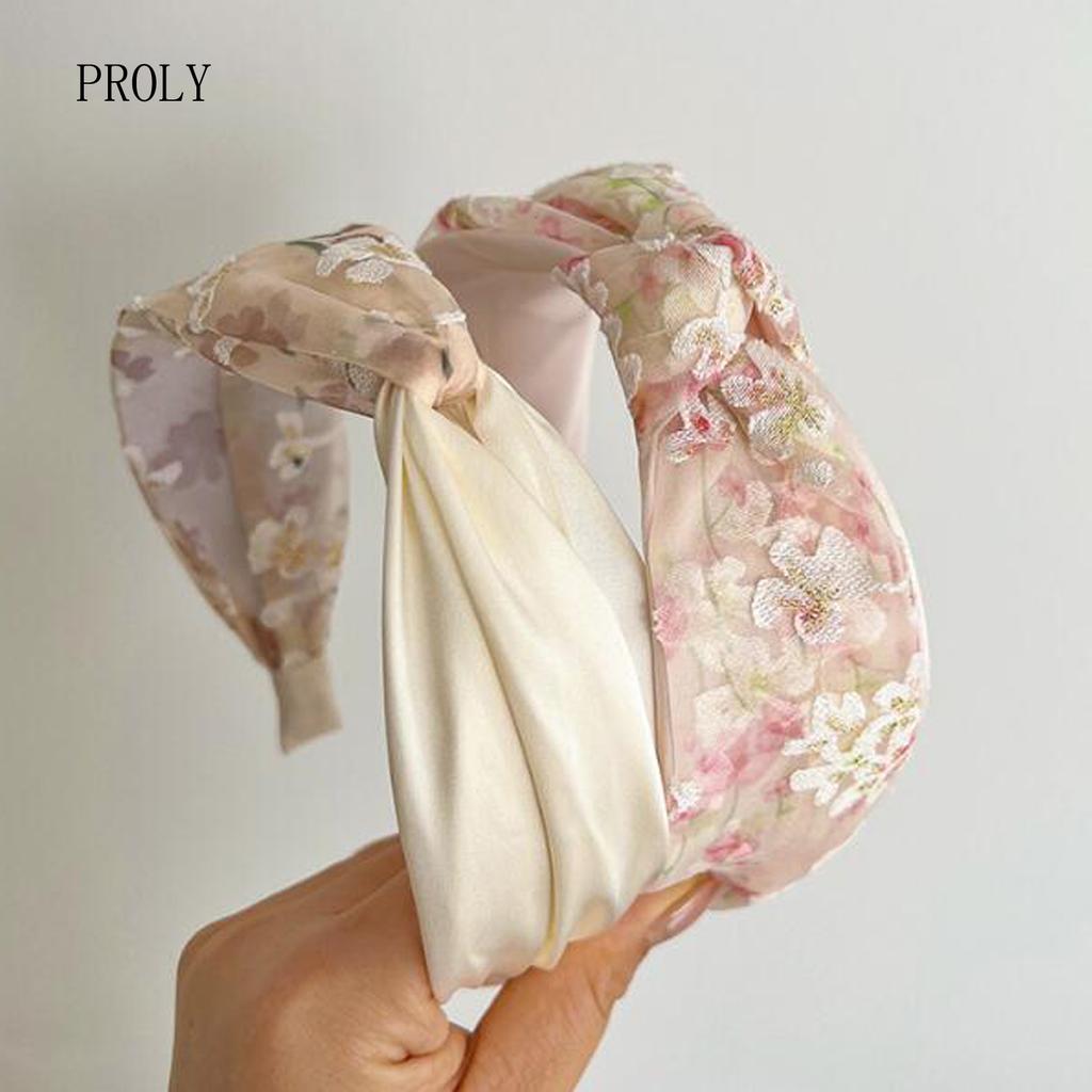 PROLY New Fashion Headband For Women Wide Side Flower Hairband Fresh Light Color Turban Girls Hair Accessories