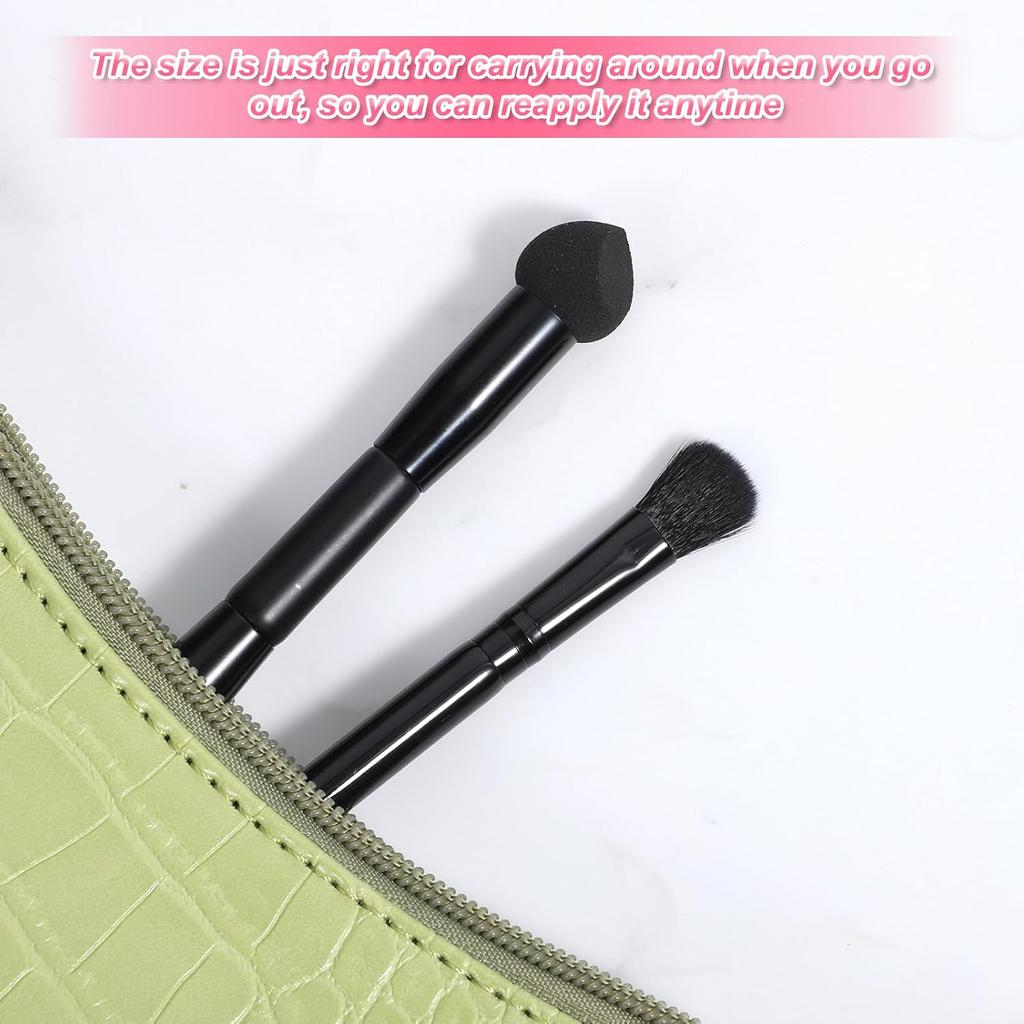2 Pcs Dual Ended Hairline Brushes, Hairline Concealer Brush Set with Sponge Tip and Soft Bristles for Covering Hair Root Travel Makeup Brush Set for
