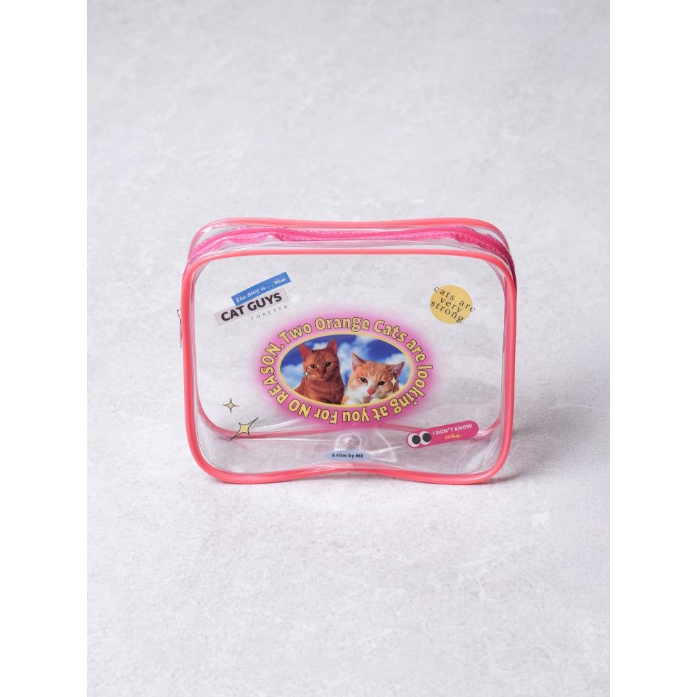 Daiso Cat Transparent Square Pouch Medium