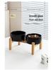Ceramic Pet Food Bowl with Elevated Bamboo Stand - Anti-Tip Design for Dogs and Cats, Protects Cervical Spine