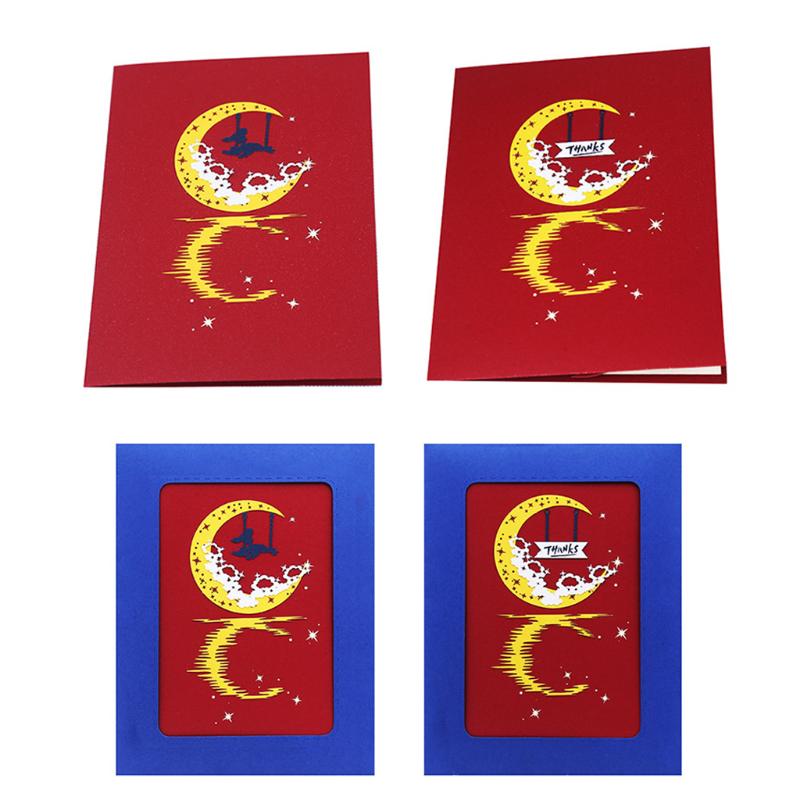 3D Pop Up Moon THANKS Card Handmade Happy Birthday Christmas New Year Invitation 3D Pop Up Moon THANKS Card Handmade Happy Birthday Christmas New Year Invitation