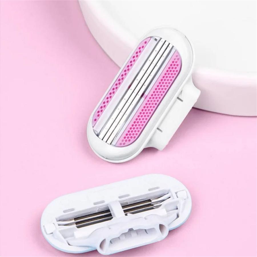 1 Handle With 4 Blades Women Safety Razor Blades Face/Leg/Armpit/Bikini Beauty Hair Removal Shaving Compatible Hair Shaver